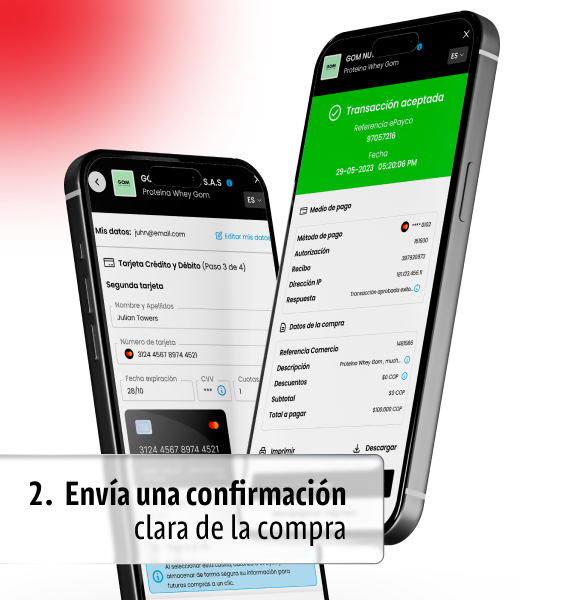 Envía una confirmación clara de la compra
